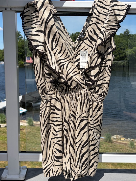 INC International Concepts Pants - INC International Concepts Black and Cream Zebra Print Jumpsuit Romper